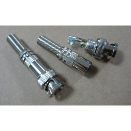 BNC male connector with metal cable clamp