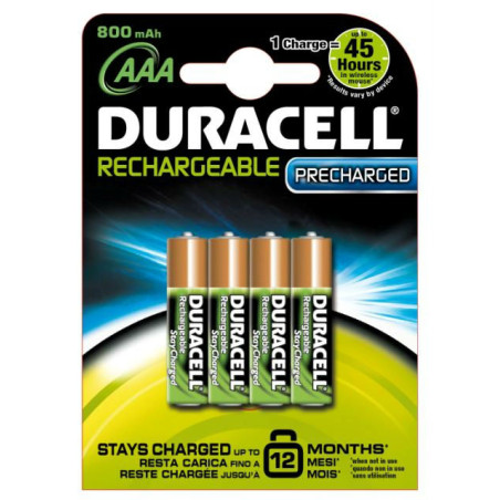 Set of 4 rechargeable batteries 900mAh Duracell StayCharged R3