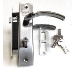 Complete mortise lock with cylinder (chrome) 57mm