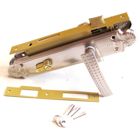 Einsteckschloss komplett mit Zylinder Satin (85MMx40MM)