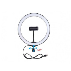 Okrągła lampa LED RGB 30 cm z uchwytem na telefon i pilotem zdalnego sterowania