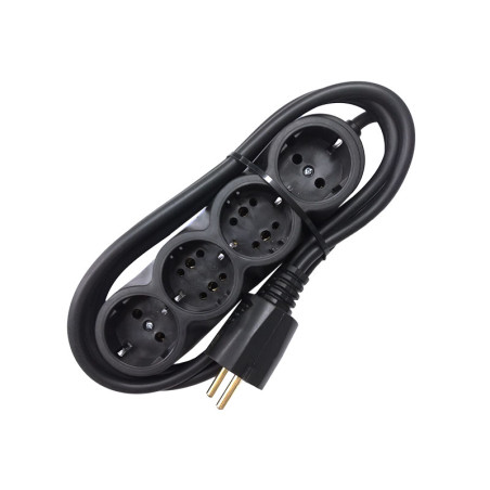 Prelungitor cauciucat bachelita 4cai 2m 3x1.5mm2 negru