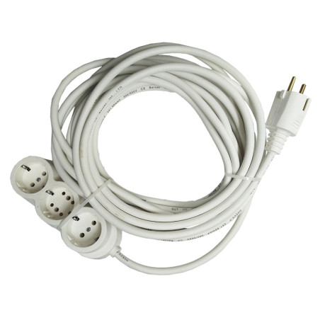 Gummierte Bungel gummierte Verlängerungsschnur 3cai 10m 3x1.5mm2 weiß