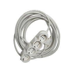 Prelungitor cauciucat bachelita 4cai 10m 3x1.5mm2 alb