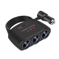 Car cigarette lighter adapter x3 +USB+type C fast charge