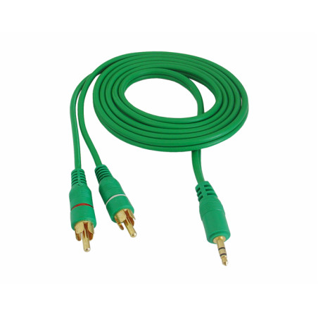 Kabel jack 3,5 mm na 2RCA 5 m zielony 4,0 x 8 mm