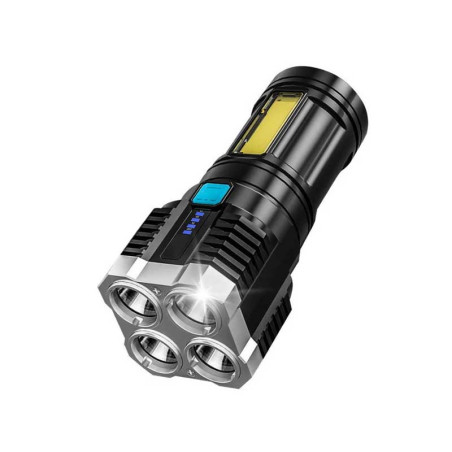 Water resistant rechargeable multifunctional flashlight