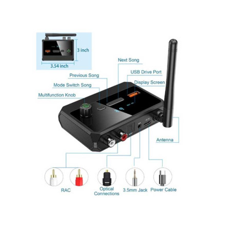 Bluetooth 5.3-Adapter mit Display und USB