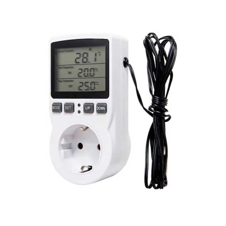 Digital thermostat with socket and temperature sensor