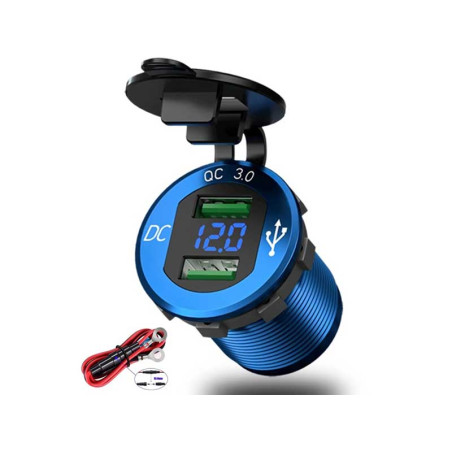 Metal car charger type C panel 2x QC3.0