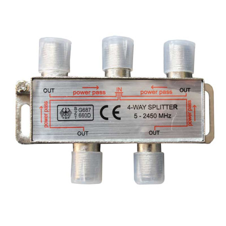 Satellite splitter 4-way 5-2450MHz power pass