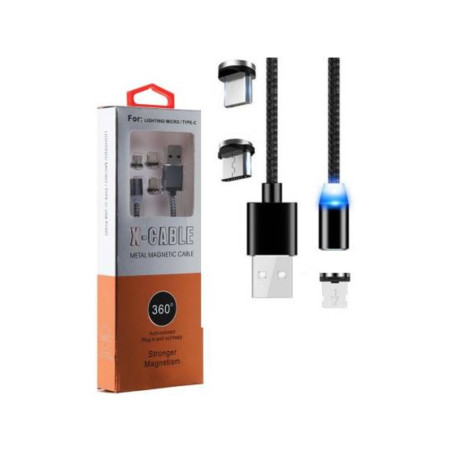Kabel USB 3w1 microusb/Iphone/typ C magnetyczny