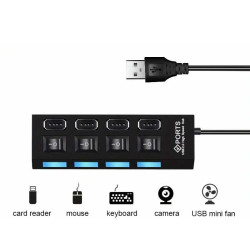 Hub USB 4 porturi cu intrerupator ON/OFF