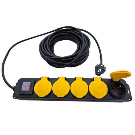 5-way 30m 3x1.5mm2 waterproof extension cord