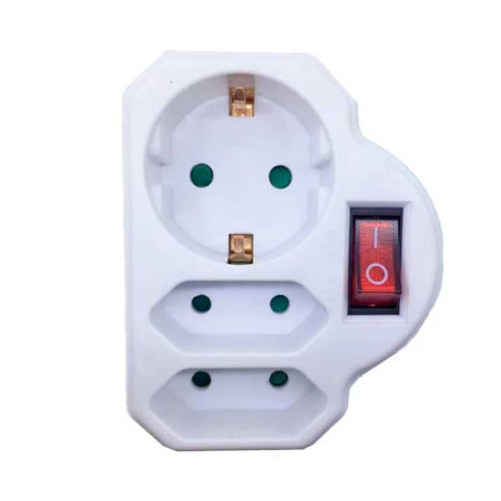 Potrójna wtyczka 1xSuko+2xEuro z wyłącznikiem Alien