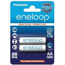 Set of 2 Panasonic Eneloop BK-3MCDE AA Rechargeable Batteries