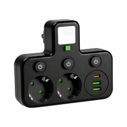 Wielofunkcyjne gniazdko z diodą LED, portem USB i wyłącznikiem