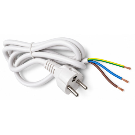 3x1.5mm Mountable Power Cord with Grounded Plug, 1.5m