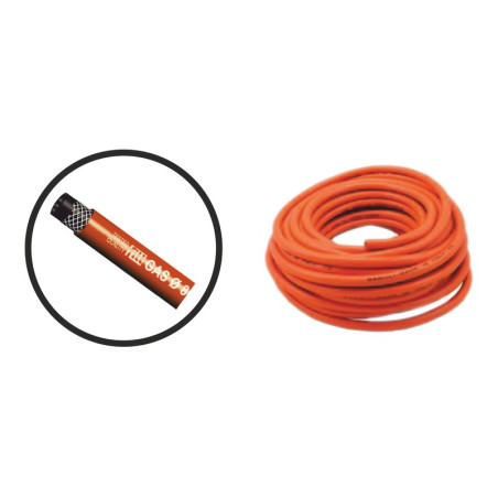 Orangefarbener Gasschlauch, 8 mm, 25 m/Rolle