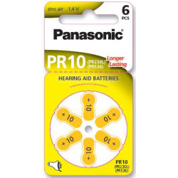 Set of 6 Panasonic 10 hearing aid batteries