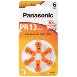 Set of 6 Panasonic 13 hearing aid batteries