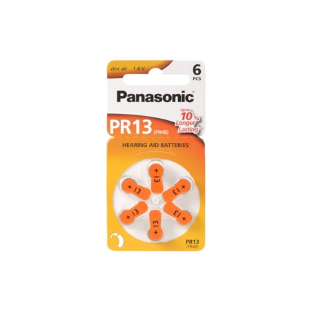 Set of 6 Panasonic 13 hearing aid batteries