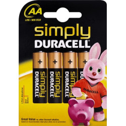 Set mit 4 R6 Duracell Simply-Batterien