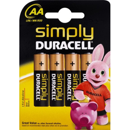 Set mit 4 R6 Duracell Simply-Batterien