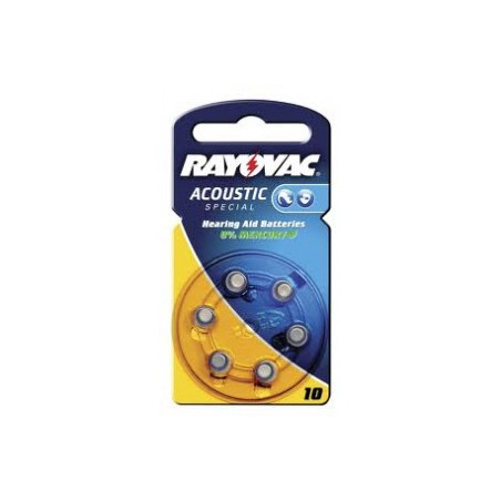 Set of 6 Rayovac 10 hearing aid batteries