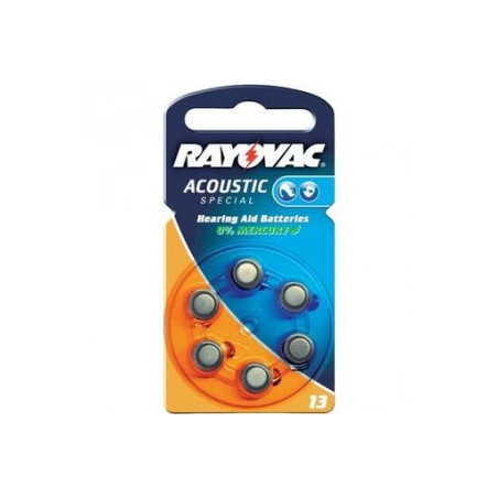 Set of 6 Rayovac 13 hearing aid batteries