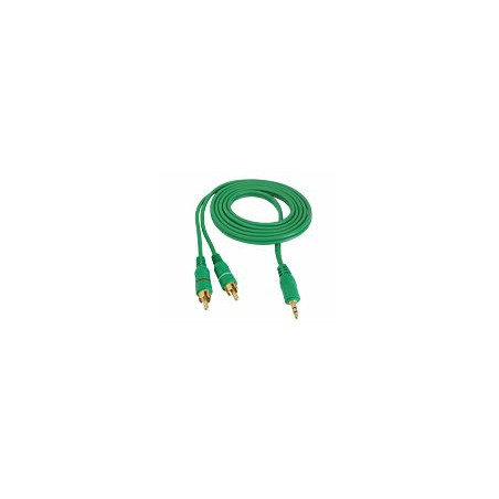 Cablu jack 3,5mm la 2RCA 10m verde