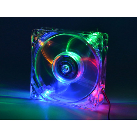 Fan 12V 80x80x25mm with multicolored LEDs