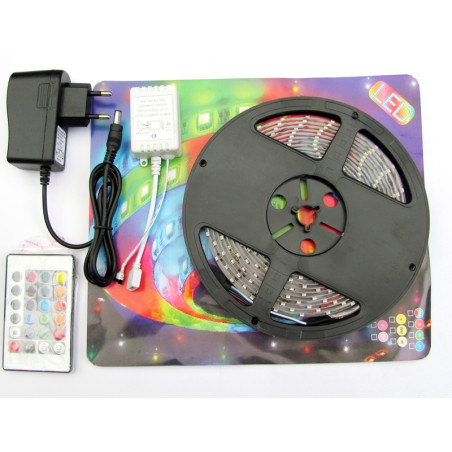 Multicolor LED roll 5m power supply + remote control