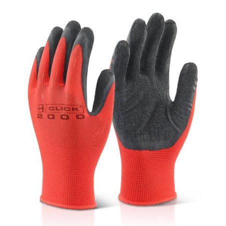 Black rubber gloves with red synthetic