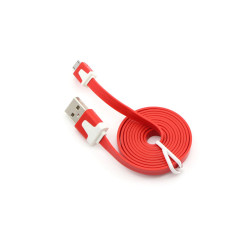 Red flexible flat microusb cable