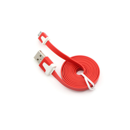 Red flexible flat microusb cable