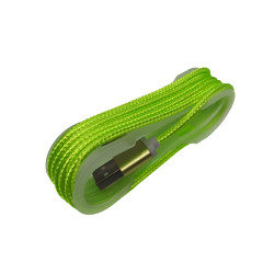 Green textile microusb cable