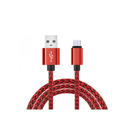 Rot/schwarzes textiles Micro-USB-Kabel