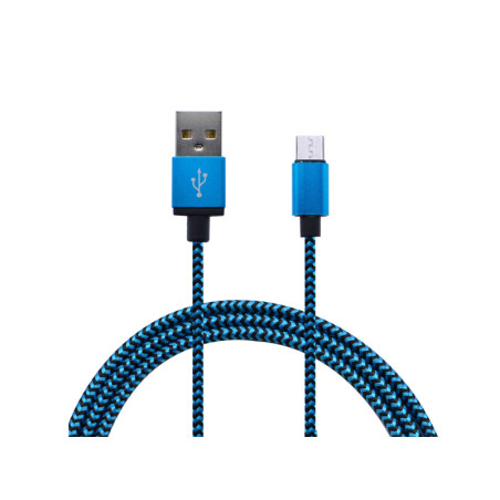 Blau/schwarzes textiles Micro-USB-Kabel