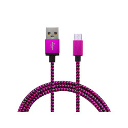 Kabel microUSB z tkaniny, fioletowy/czarny