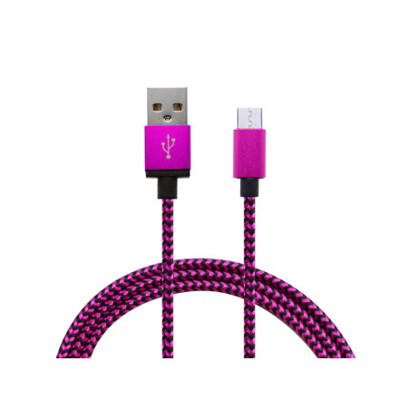 Lila/schwarzes textiles Micro-USB-Kabel