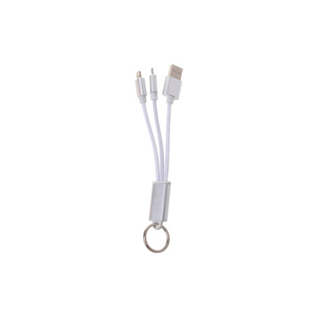 Brelok-kabel 2w1 microUSB/iPhone, srebrny