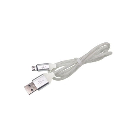 Thick white gummed microusb cable