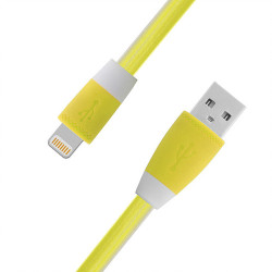 Rubberized microusb cable with yellow plastic plug