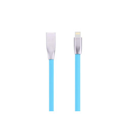 iPhone-Kabel mit Steckern im blauen Metallgehäuse