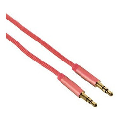 Kabel Klinke 3,5 männlich - Klinke 3,5 männlich flach flexibel, rote Metallstecker 1,5 m