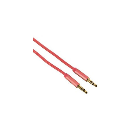 Kabel Klinke 3,5 männlich - Klinke 3,5 männlich flach flexibel, rote Metallstecker 1,5 m