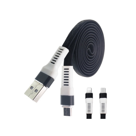 Black imitation leather microusb cable