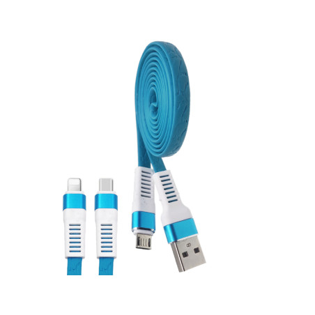 Blaues Micro-USB-Kabel aus Kunstleder