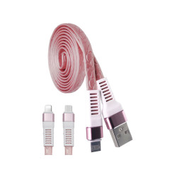 Pink leather imitation microusb cable